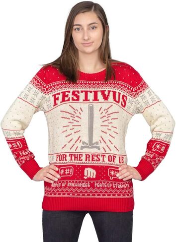 Seinfeld Festivus for The Rest of Us Pole Cream Ugly Christmas Sweater - Long Sleeve in Saudi Arabia