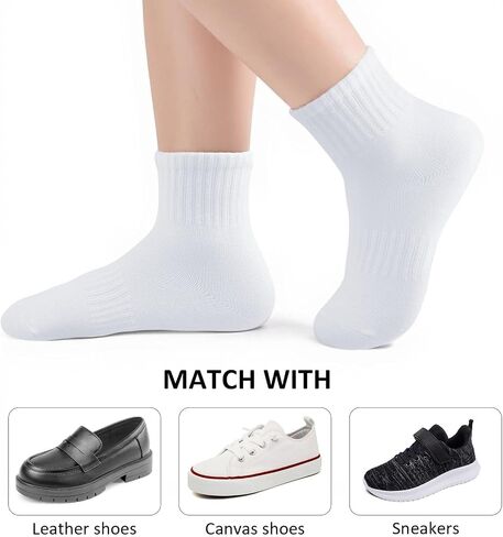 Kids Socks Crew Length: Athletic Cotton Soft for Sports & School - Boys Girls 3-15 Years Old (6 Pack) in Saudi Arabia