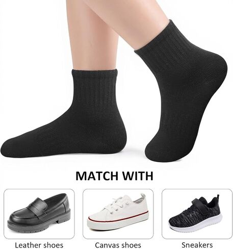 Kids Socks Crew Length: Athletic Cotton Soft for Sports & School - Boys Girls 3-15 Years Old (6 Pack) in Saudi Arabia