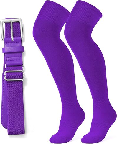 XZQTIVE Over the Knee Baseball Socks and Belt Combo Set for Youth Pink Softball Socks with Adjustable Belt in Saudi Arabia
