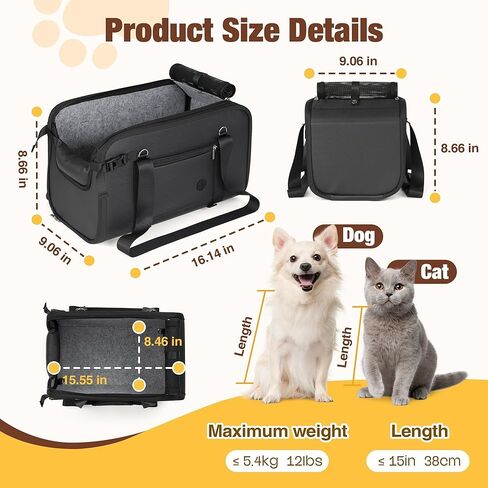 Pet Dog Car Seat for Small Dog Large Center Console Dog Car Seat for Puppy Cat Dog Travel Protable Booster Seat Anti-Slip Dog Car Bed Carseat PU Leather 0-22 lbs Gray in Kuwait