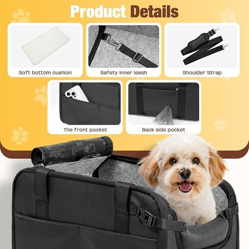 Pet Dog Car Seat for Small Dog Large Center Console Dog Car Seat for Puppy Cat Dog Travel Protable Booster Seat Anti-Slip Dog Car Bed Carseat PU Leather 0-22 lbs Gray in Kuwait