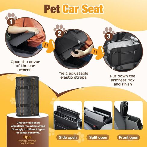 Pet Dog Car Seat for Small Dog Large Center Console Dog Car Seat for Puppy Cat Dog Travel Protable Booster Seat Anti-Slip Dog Car Bed Carseat PU Leather 0-22 lbs Gray in Kuwait