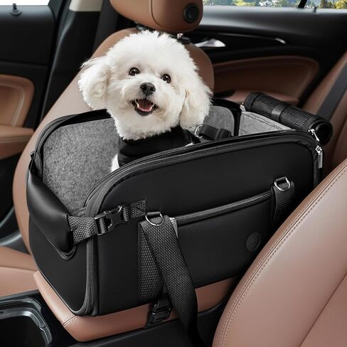 Pet Dog Car Seat for Small Dog Large Center Console Dog Car Seat for Puppy Cat Dog Travel Protable Booster Seat Anti-Slip Dog Car Bed Carseat PU Leather 0-22 lbs Gray in Kuwait
