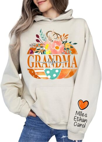 Personalized Grandma Shirt Kid's Grandkid's Names - Custom Gift for Women Birthday Mothers Day Christmas Halloween T-Shirt in Kuwait