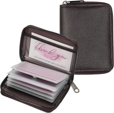 PATIKIL Credit Card Holder Zipper Wallet, Leather Card ID Case Organizer with 20 Card Slots for Women Men Storage, Coffee (Dual-sided style) in Saudi Arabia