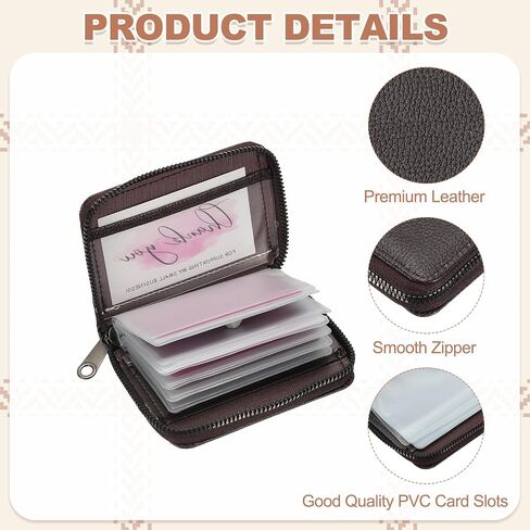 PATIKIL Credit Card Holder Zipper Wallet, Leather Card ID Case Organizer with 20 Card Slots for Women Men Storage, Coffee (Dual-sided style) in Saudi Arabia
