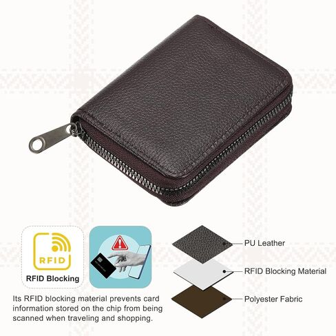 PATIKIL Credit Card Holder Zipper Wallet, Leather Card ID Case Organizer with 20 Card Slots for Women Men Storage, Coffee (Dual-sided style) in Saudi Arabia