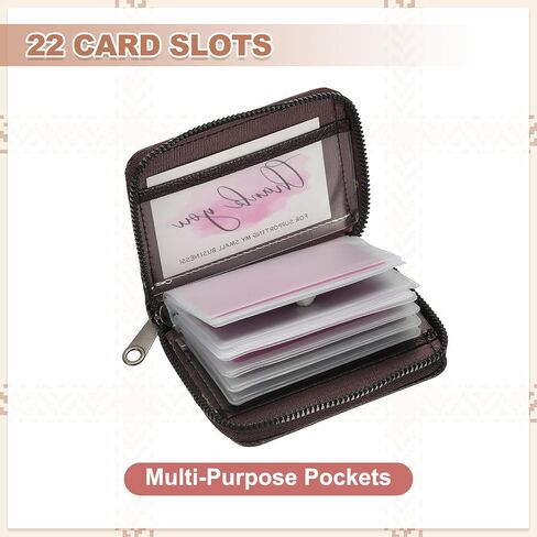 PATIKIL Credit Card Holder Zipper Wallet, Leather Card ID Case Organizer with 20 Card Slots for Women Men Storage, Coffee (Dual-sided style) in Saudi Arabia