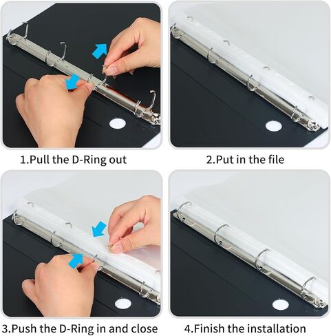 4 Ring Binders 0.8 Inch D Ring,4 Pack D Ring Binder A4,4 Ring（Black） in Kuwait