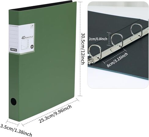 4 Ring Binders 0.8 Inch D Ring,4 Pack D Ring Binder A4,4 Ring（Black） in Kuwait