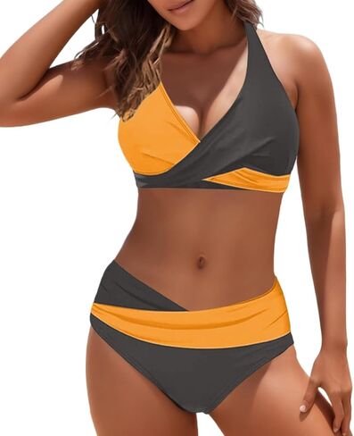 Women's Two-Piece Swimsuit, Striped Pattern, Black and White, Athletic Style Bikini Set in Saudi Arabia