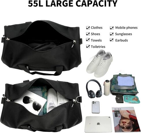 Gym Bag for Men, 22 inch Large Duffle Bag, 55L Lightweight Water-Resistant Weekender Duffel Bag for Travel, Sports, Camping, Overnight in Saudi Arabia