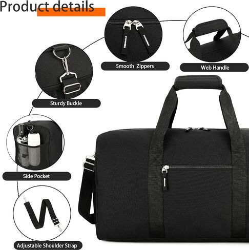 Gym Bag for Men, 22 inch Large Duffle Bag, 55L Lightweight Water-Resistant Weekender Duffel Bag for Travel, Sports, Camping, Overnight in Saudi Arabia