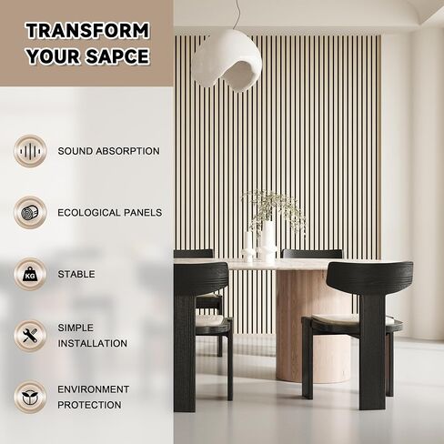 4 Pack Wood Slat Wall Wood Paneling,95 x 8 in Soundpoof Wooden Engineered Wood Slat Wall Panels,Stylish Acoustic Wall Panels for Interior Wall Decor with Felt Backing,Oak in Saudi Arabia
