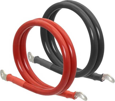 4 كبلات AWG COPPER COPPER COLADLINUM العاكس/البطارية مع 5/16 "تم تعيين العروات لدراجة نارية للسيارة RV إيجابية و Negetive 4 Battery- 12 بوصة (1 قدم) in Kuwait