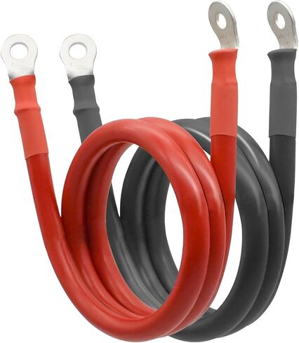 4 كبلات AWG COPPER COPPER COLADLINUM العاكس/البطارية مع 5/16 "تم تعيين العروات لدراجة نارية للسيارة RV إيجابية و Negetive 4 Battery- 12 بوصة (1 قدم) in Kuwait