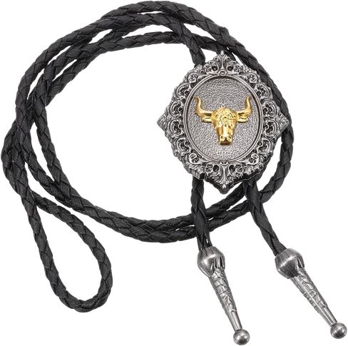 PATIKIL Bolo Tie for Men, Western Cowboy Leather Necktie Horse Head Bolo Tie Necklace Vintage for Men Women Shirts Suits Jackets Costume Accessories Jewelry Gift, Silver Tone in Saudi Arabia