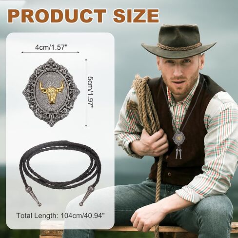 PATIKIL Bolo Tie for Men, Western Cowboy Leather Necktie Horse Head Bolo Tie Necklace Vintage for Men Women Shirts Suits Jackets Costume Accessories Jewelry Gift, Silver Tone in Saudi Arabia