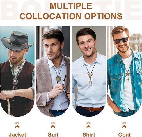 PATIKIL Bolo Tie for Men, Western Cowboy Leather Necktie Horse Head Bolo Tie Necklace Vintage for Men Women Shirts Suits Jackets Costume Accessories Jewelry Gift, Silver Tone in Saudi Arabia