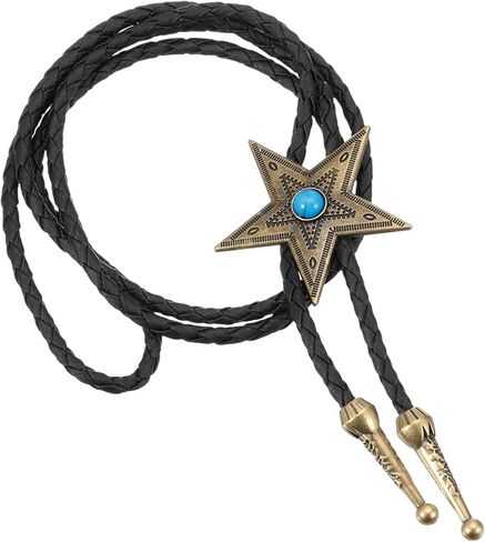 PATIKIL Bolo Tie for Men, Western Cowboy Leather Necktie Star Bolo Tie Necklace Vintage for Men Women Shirts Suits Jackets Costume Accessories Jewelry Gift, Gold Tone in Saudi Arabia