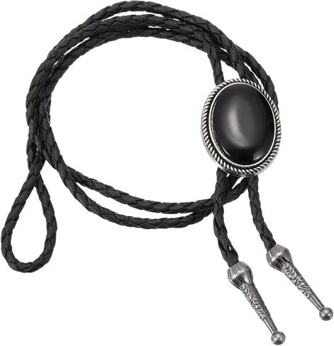 PATIKIL Bolo Tie for Men, Western Cowboy Leather Necktie Gem Bolo Tie Necklace Vintage for Men Women Shirts Suits Jackets Costume Accessories Jewelry Gift, Black in Saudi Arabia