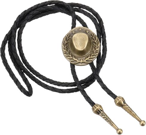 PATIKIL Bolo Tie for Men, Western Cowboy Leather Necktie Rice Panicle Bolo Tie Necklace Vintage for Men Women Shirts Suits Jackets Costume Accessories Jewelry Gift, Gold Tone in Saudi Arabia