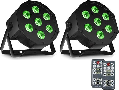 SHEHDS Par Can Lights LED 7x18W RGBWA+UV 6in1 Wash/Strobe Stage Lights Remote and DMX512 Control Uplights Sound Activated Auto Run Flat Par DJ Lights for Holiday Wedding Party Disco - 1 Pack in Saudi Arabia