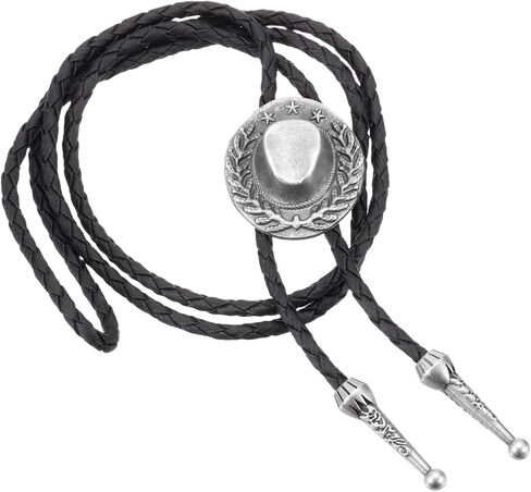 PATIKIL Bolo Tie for Men, Western Cowboy Leather Necktie Rice Panicle Bolo Tie Necklace Vintage for Men Women Shirts Suits Jackets Costume Accessories Jewelry Gift, Silver Tone in Saudi Arabia