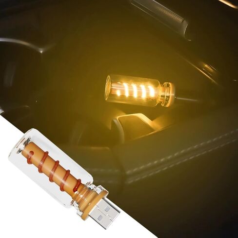 إضاءة مكافحة باللمس للسيارة الإضاءة ، وأضواء USB محمولة زجاجة زجاجية مصباح LED LED مصابيح ليلية ، واستخدام لتزيين غرفة نوم السيارة - الأصفر in Kuwait