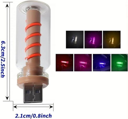 إضاءة مكافحة باللمس للسيارة الإضاءة ، وأضواء USB محمولة زجاجة زجاجية مصباح LED LED مصابيح ليلية ، واستخدام لتزيين غرفة نوم السيارة - الأصفر in Kuwait