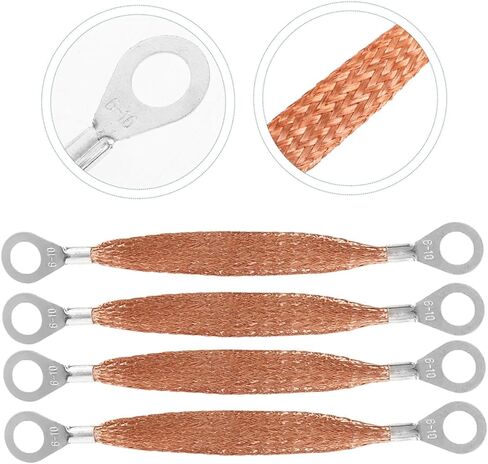 6pcs High Conductivity Grounding Cable Straps Kit for Automotive Engine Car Body Easy Install Flat Braided Design in Saudi Arabia