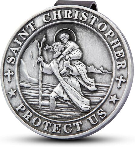 St Christopher Medal for Car, Saint Christopher Medal, Guardian Angel Visor Clip, Catholic Gifts, Visor Clips for Cars, Gifts for Friends, Loved Ones and New Drivers(1PCS) in Kuwait