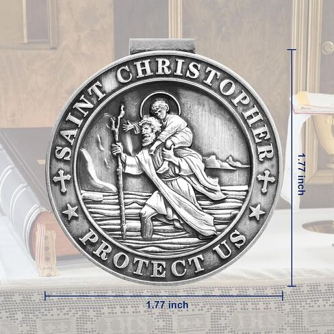 St Christopher Medal for Car, Saint Christopher Medal, Guardian Angel Visor Clip, Catholic Gifts, Visor Clips for Cars, Gifts for Friends, Loved Ones and New Drivers(1PCS) in Kuwait