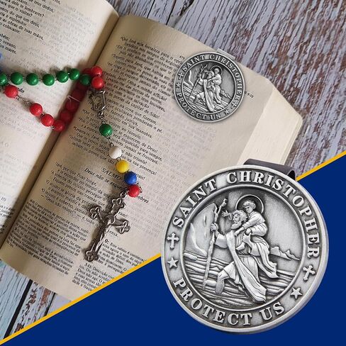 St Christopher Medal for Car, Saint Christopher Medal, Guardian Angel Visor Clip, Catholic Gifts, Visor Clips for Cars, Gifts for Friends, Loved Ones and New Drivers(1PCS) in Kuwait