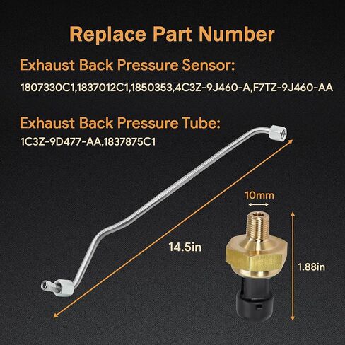 Stainless Steel Exhaust Back Pressure Sensor Tube & EBP Sensor with Wire Harness Fit for Ford F250 F350 7.3L Powerstroke Diesel 1999-2003 Replace # 1850353C1 1C3Z-9D477-AA 1837875C1 in Saudi Arabia