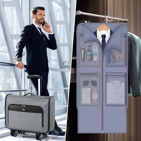 حقيبة ملابس Softside المتداول ، حقيبة ملابس كبيرة من الغموض مع عجلات ، 3 في 1 أمتعة قابلة للفصل للنساء للرجال ، والسفر التجاري أسبوعي ، الأسود in Kuwait