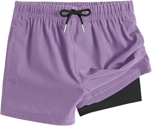 Girls Swim Shorts Quick Dry Bathing Suit with Compression Liner Elastic Waist Swimming Boardshort Bottom with Pocket in Saudi Arabia