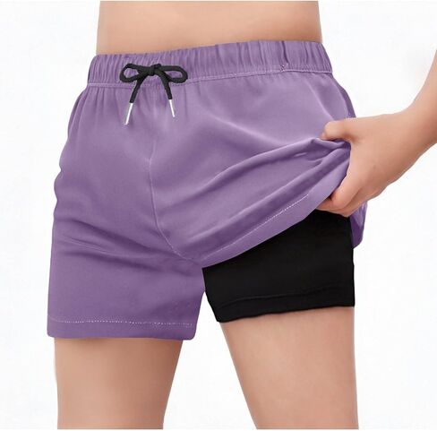 Girls Swim Shorts Quick Dry Bathing Suit with Compression Liner Elastic Waist Swimming Boardshort Bottom with Pocket in Saudi Arabia