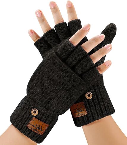 Winter Fingerless Gloves for Men Women - Mittens Finger Wool Gloves with Flip,Warm Half Finger Knitted Cold Weather in Saudi Arabia