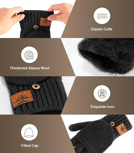 Winter Fingerless Gloves for Men Women - Mittens Finger Wool Gloves with Flip,Warm Half Finger Knitted Cold Weather in Saudi Arabia