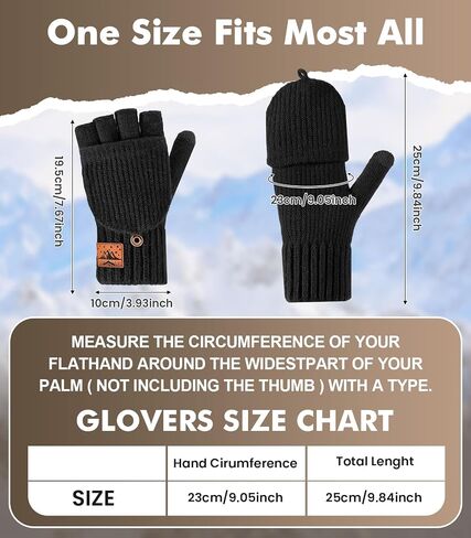 Winter Fingerless Gloves for Men Women - Mittens Finger Wool Gloves with Flip,Warm Half Finger Knitted Cold Weather in Saudi Arabia