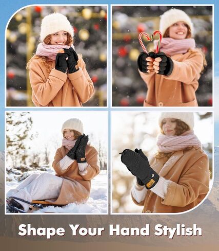 Winter Fingerless Gloves for Men Women - Mittens Finger Wool Gloves with Flip,Warm Half Finger Knitted Cold Weather in Saudi Arabia