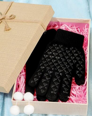 SATINIOR 4 Pairs Winter Gloves for Men Knit Warm Lining Cold Weather Gloves with Anti Slip Grips Touch Screen Texting Mittens in Saudi Arabia