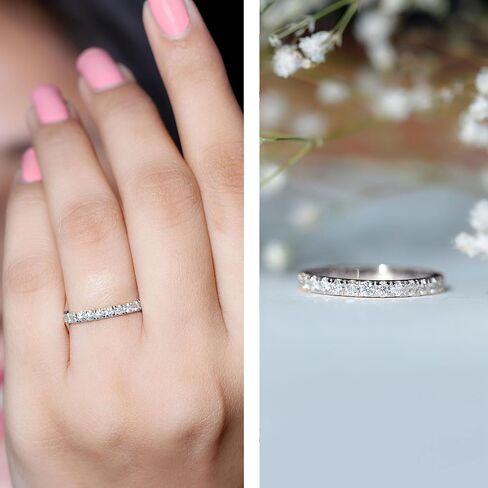 Certified Moissanite Full Eternity Ring, D-VS1 Quality, Diamond Moissanite Wedding Anniversary Ring - With Jewelry Box in Saudi Arabia