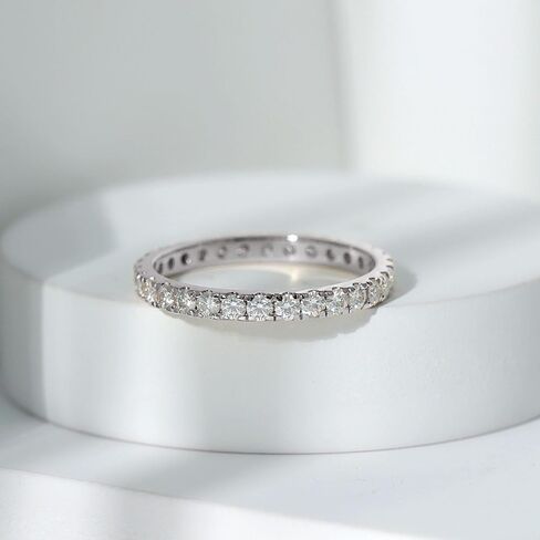Certified Moissanite Full Eternity Ring, D-VS1 Quality, Diamond Moissanite Wedding Anniversary Ring - With Jewelry Box in Saudi Arabia