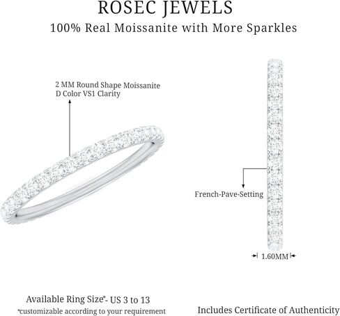Certified Moissanite Full Eternity Ring, D-VS1 Quality, Diamond Moissanite Wedding Anniversary Ring - With Jewelry Box in Saudi Arabia