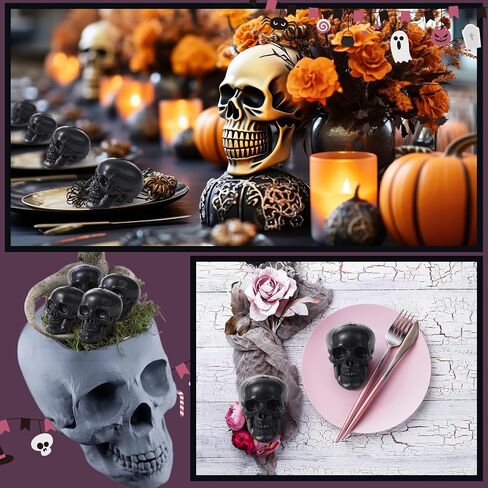 Yalikop 9 Pcs Halloween Skull Figurine 2.4 Inch Skeleton Head Table Decor Figurines Skulls Heads Halloween Prank Props for DIY Crafts Home Decoration Party Favors Gift Filling Ornament in Saudi Arabia