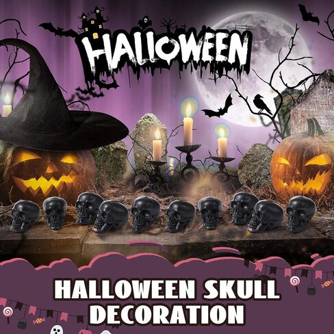 Yalikop 9 Pcs Halloween Skull Figurine 2.4 Inch Skeleton Head Table Decor Figurines Skulls Heads Halloween Prank Props for DIY Crafts Home Decoration Party Favors Gift Filling Ornament in Saudi Arabia