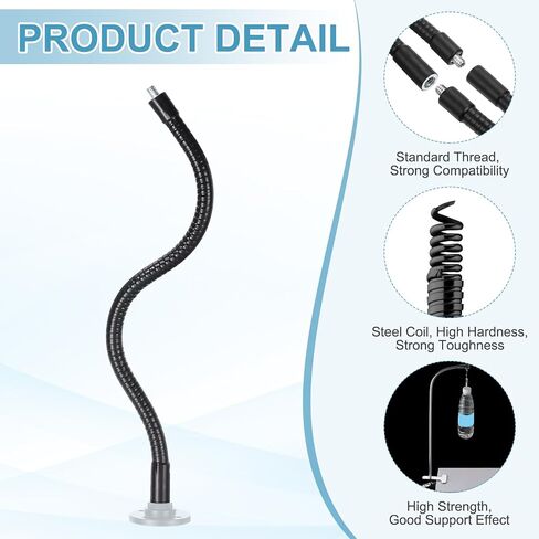 PATIKIL 8" Gooseneck, 1/4"-20 Male to Male Thread Metal Universal Hose Flexible Arm Gooseneck Tube Extension Holder for Action Camera, Phone, Microphone, Black in Saudi Arabia